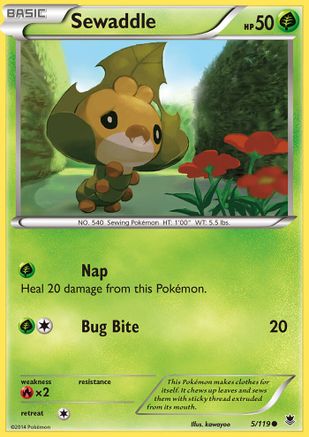 Sewaddle 5/119 - XY  Phantom Forces Reverse Holofoil - Poke-Collect