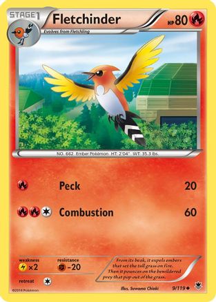 Fletchinder 9/119 - XY  Phantom Forces Reverse Holofoil - Poke-Collect