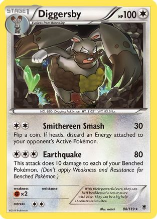 Diggersby 88/119 - XY  Phantom Forces Reverse Holofoil - Poke-Collect