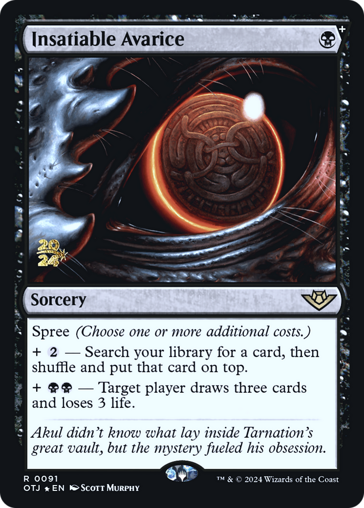 Insatiable Avarice (PRE-091) - Outlaws of Thunder Junction Promos Foil