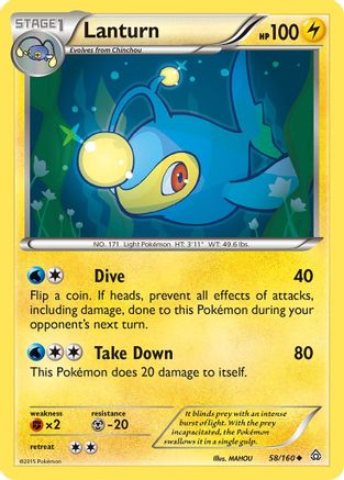 Lanturn 58/160 - XY  Primal Clash - Poke-Collect