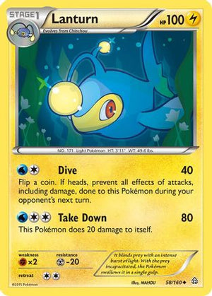 Lanturn 58/160 - Primal Clash Reverse Holofoil - Poke-Collect