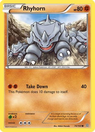Rhyhorn 74/160 - XY  Primal Clash Reverse Holofoil - Poke-Collect