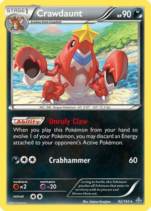 Crawdaunt 92/160 - Primal Clash Reverse Holofoil