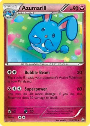 Azumarill 103/160 - Primal Clash Reverse Holofoil - Poke-Collect