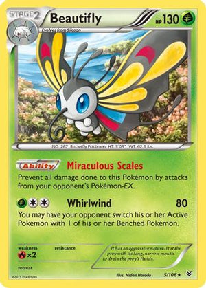 Beautifly 5/108 - Roaring Skies Reverse Holofoil - Poke-Collect