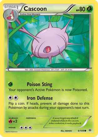 Cascoon 6/108 - XY  Roaring Skies Reverse Holofoil - Poke-Collect