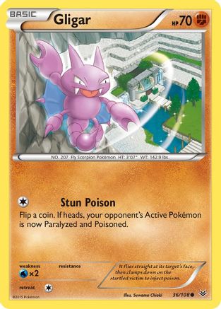 Gligar 36/108 - XY  Roaring Skies Reverse Holofoil - Poke-Collect