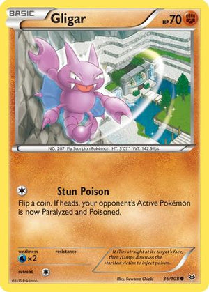 Gligar 36/108 - XY  Roaring Skies Reverse Holofoil - Poke-Collect