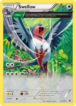 Swellow 72/108 - Roaring Skies Reverse Holofoil - Poke-Collect