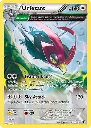 Unfezant 81/108 - Roaring Skies Reverse Holofoil - Poke-Collect