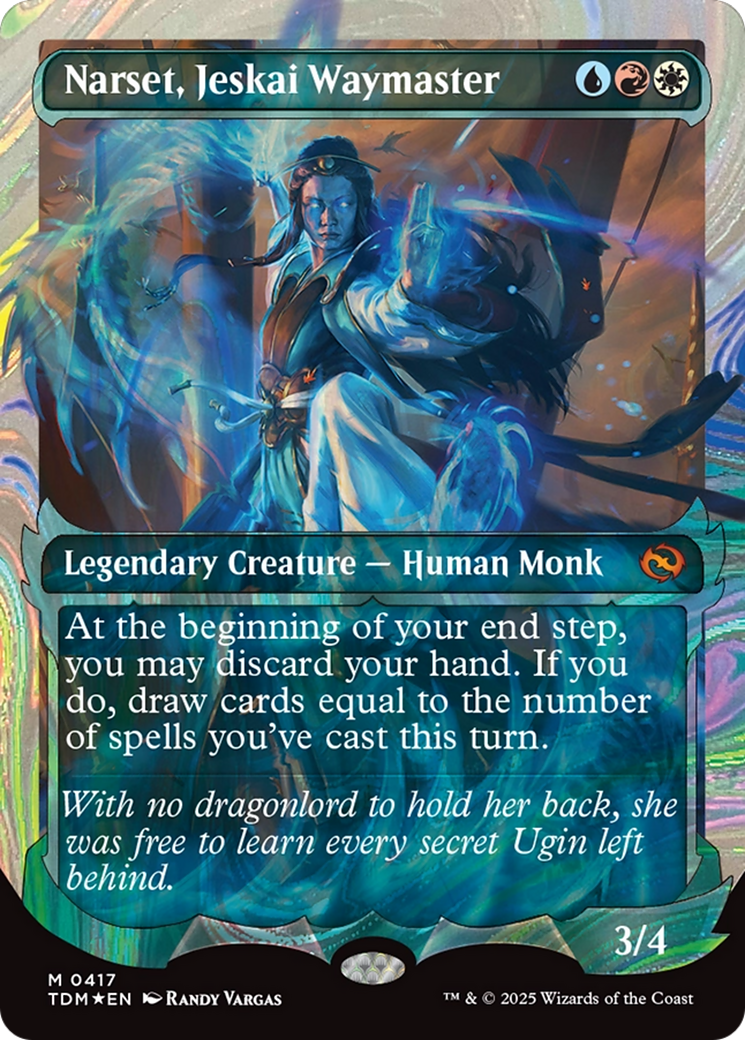 Narset, Jeskai Waymaster (TDM-417) - Tarkir: Dragonstorm: (Showcase) (Borderless) Foil