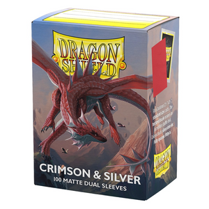 Dragon Shield Sleeves: Standard Matte Dual 100 Count - CRIMSON & SILVER - Poke-Collect