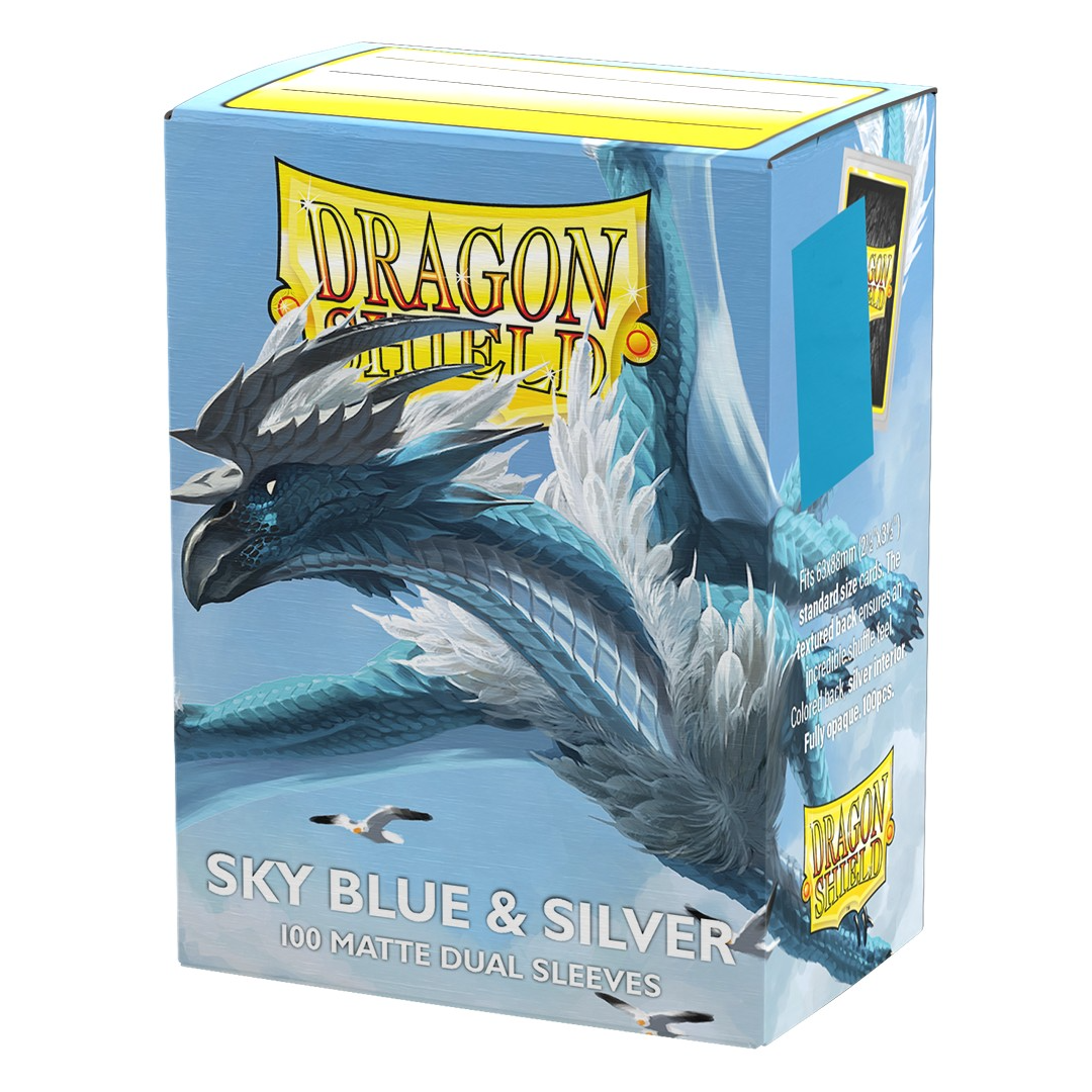 Dragon Shield Sleeves: Standard Matte Dual 100 Count - SKYBLUE & SILVER - Poke-Collect