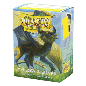 Dragon Shield Sleeves: Standard Matte Dual 100 Count - YELLOW & SILVER - Poke-Collect