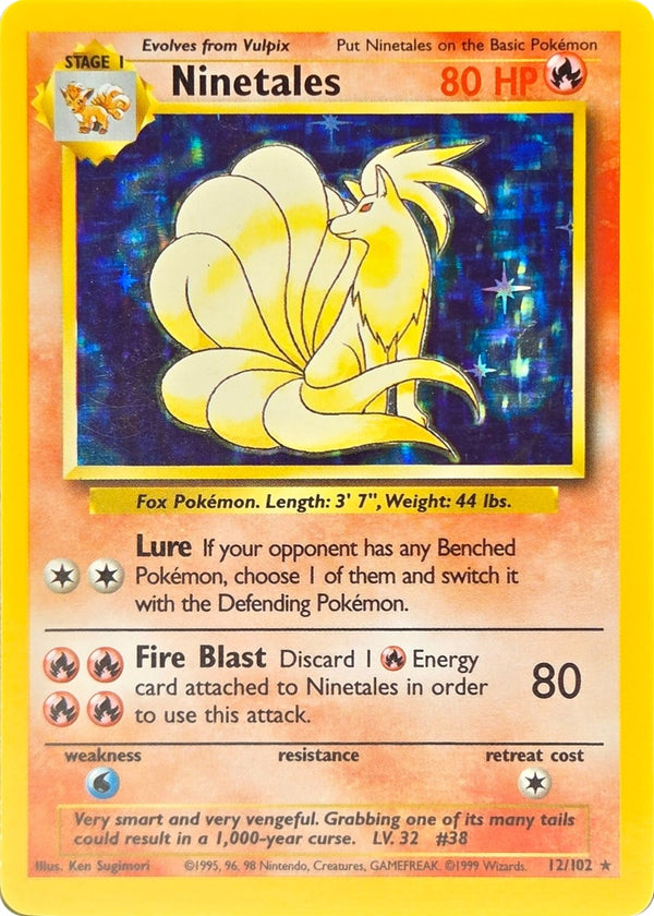 Ninetales - 12/102 - Base Set Unlimited Holo Rare front