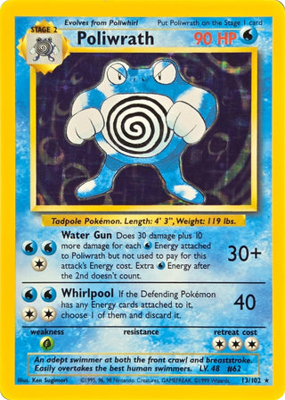 Poliwrath - 13/102 - Base Set Unlimited Holo Rare front