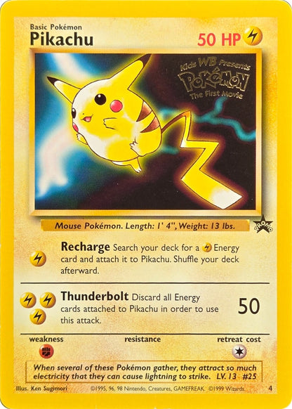 Pikachu - 4 - Wizards Black Star Promo Kids WB First Movie Stamp front