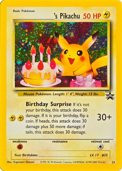 _____'s Pikachu (Birthday Pikachu) - 24 - Wizards Black Star Promo Holo front
