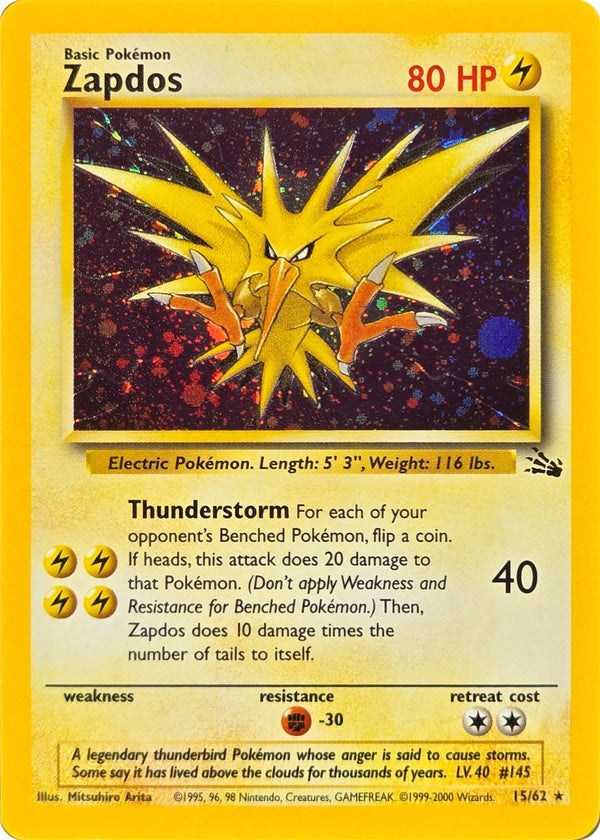 Zapdos - 15/62 - Fossil Unlimited Holo Rare front
