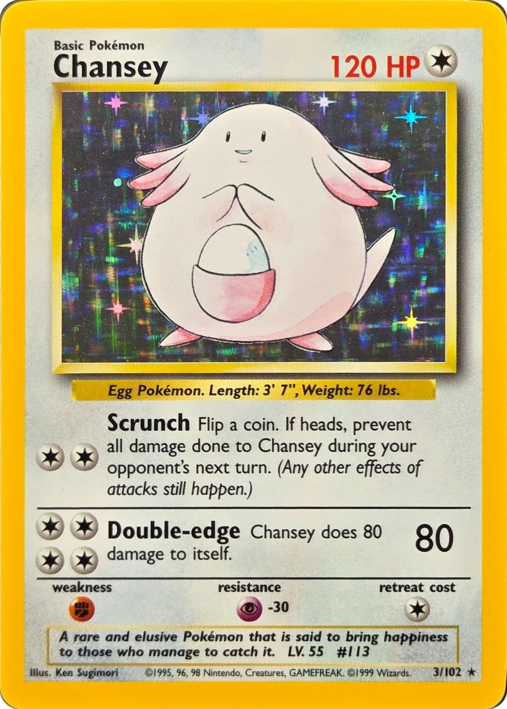 Chansey - 3/102 - Base Set Unlimited Holo Rare front