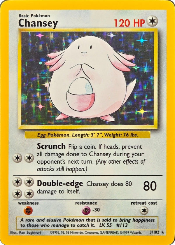 Chansey - 3/102 - Base Set Unlimited Holo Rare front