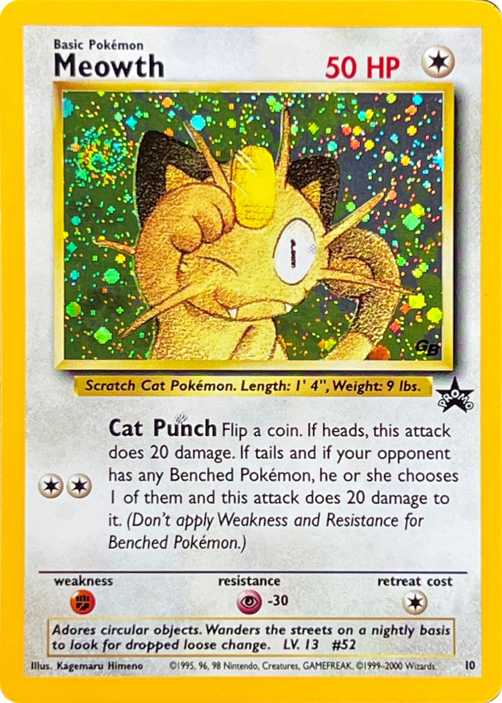 Meowth - 10 - Wizards Black Star Promo Game Boy Holo front