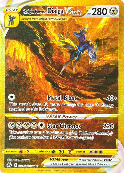 Origin Forme Dialga VSTAR - GG68/GG70 - Crown Zenith Galarian Gallery Secret Rare Gold Holo front