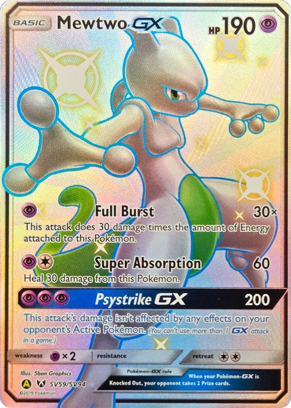 Mewtwo GX - SV59/SV94 - Hidden Fates Shiny Vault Shiny Full Art Holo front
