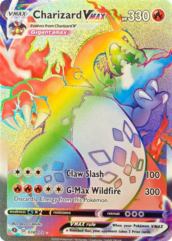 Charizard VMAX - 074/073 - Champion's Path Secret Rare Rainbow Holo front