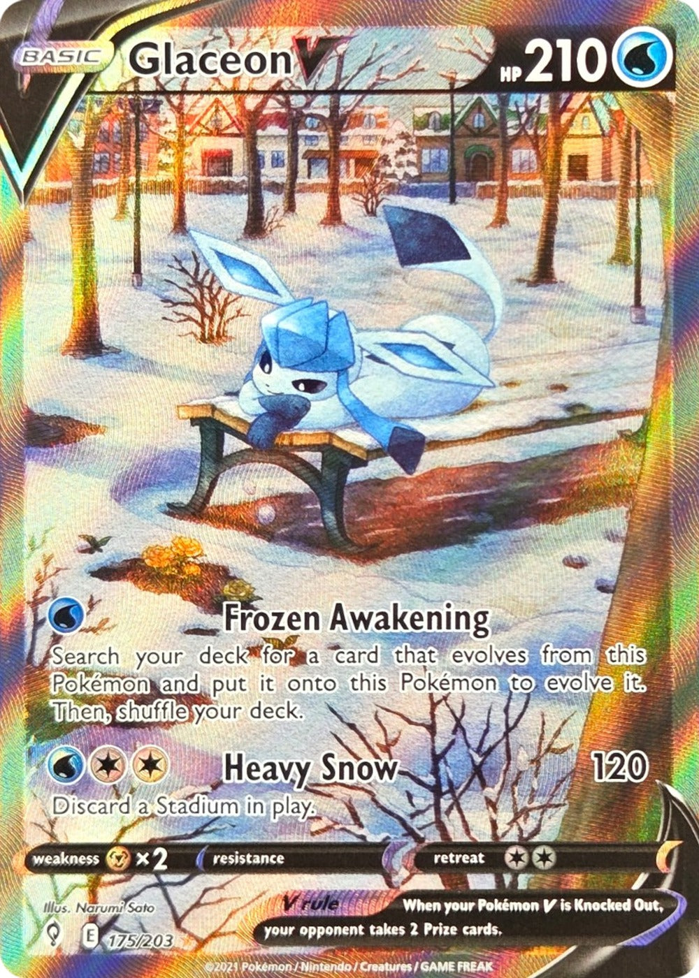Glaceon V - 175/203 - Evolving Skies Alternate Art Ultra Rare Holo front
