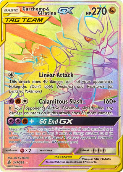 Garchomp & Giratina GX - 247/236 - Unified Minds Secret Rare Rainbow Holo front