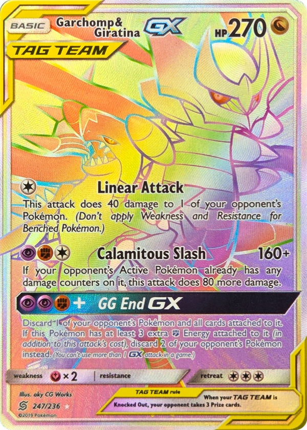 Garchomp & Giratina GX - 247/236 - Unified Minds Secret Rare Rainbow Holo front