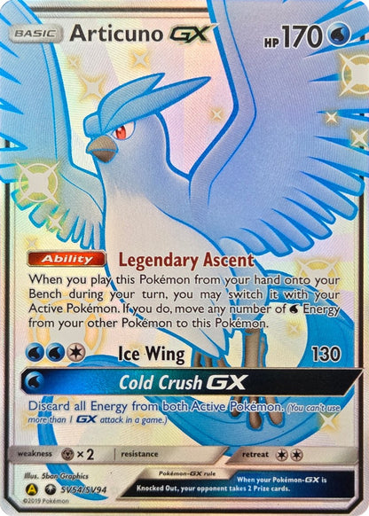Articuno GX - SV54/SV94 - Hidden Fates Shiny Vault Shiny Full Art Holo front