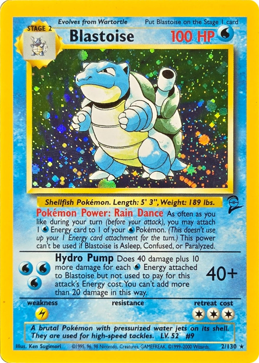 Blastoise - 2/130 - Base Set 2 Holo Rare (Lightly Played) front