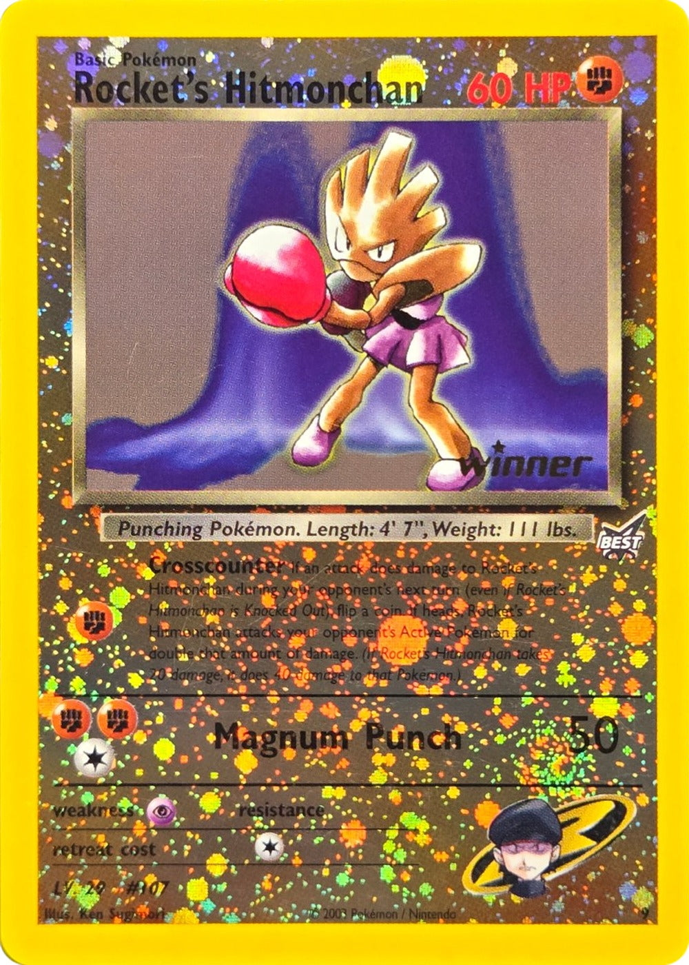 Rocket's Hitmonchan - 9 - Best of Game Winner Promo (Moderately Played) front