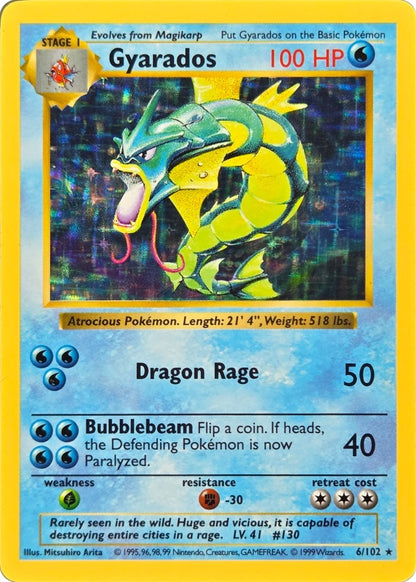 Gyarados - 6/102 - Shadowless Base Set Holo Rare (Moderately Played) front