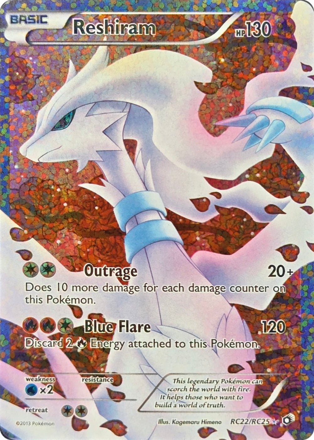 Reshiram - RC22/RC25 - Legendary Treasures Radiant Collection Full Art Holo (Moderately Played) front
