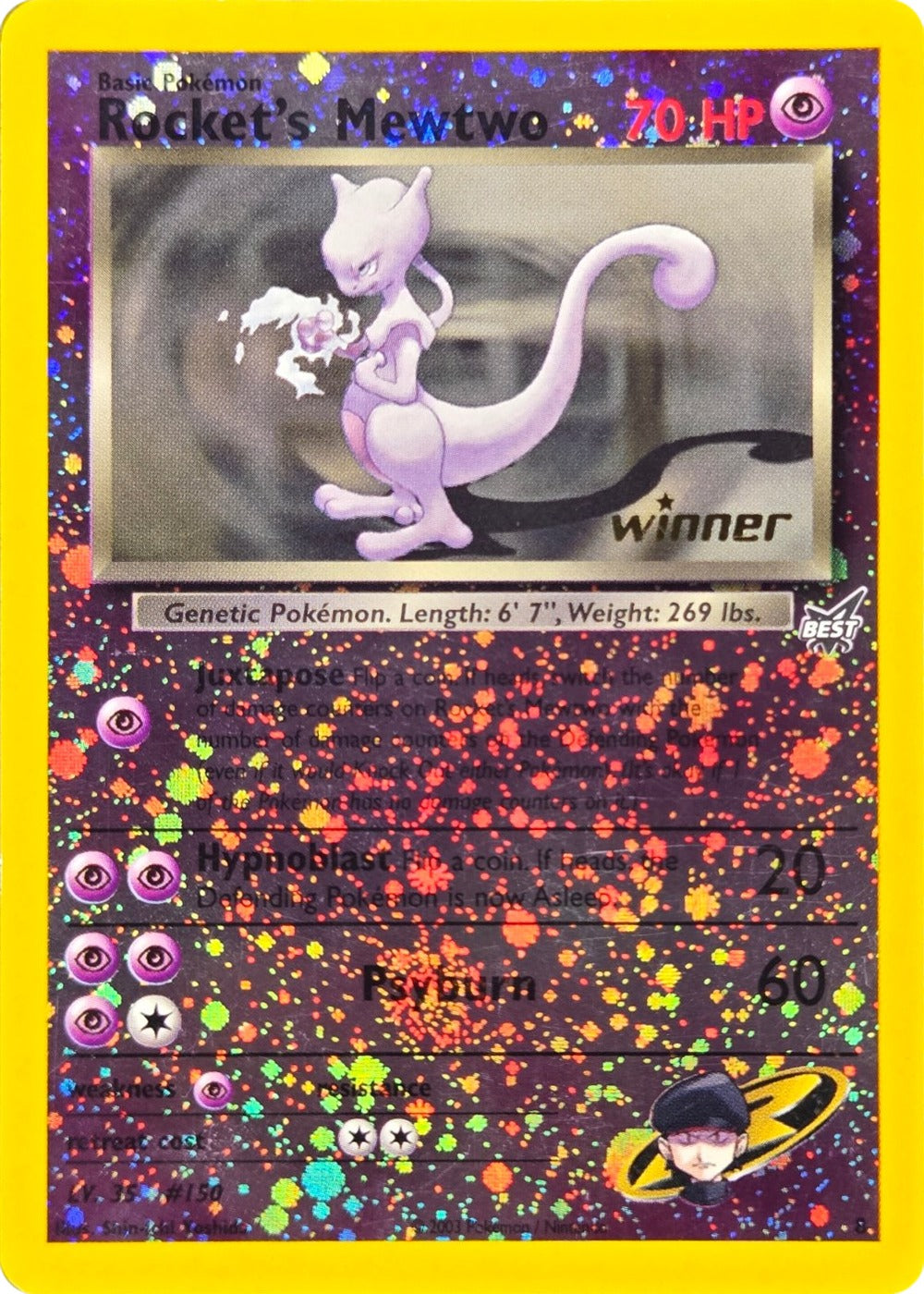 Rocket's Mewtwo - 8 - Best of Game Promos Winner Stamp Reverse Holo Promo (Lightly Played) front