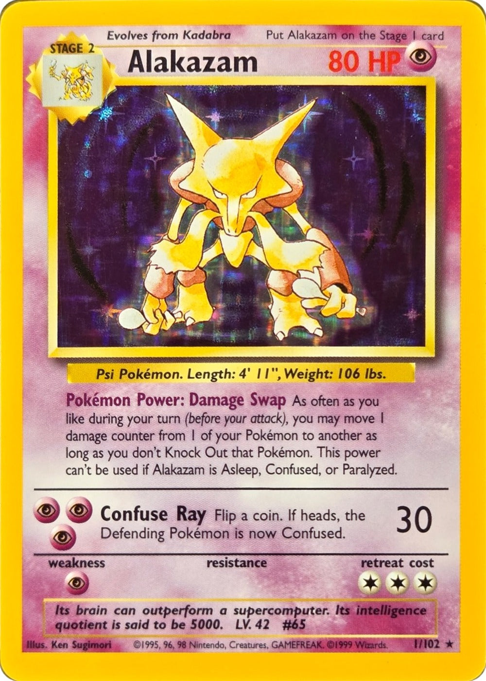 Alakazam - 1/102 - Base Set Unlimited Holo Rare (Lightly Played) front