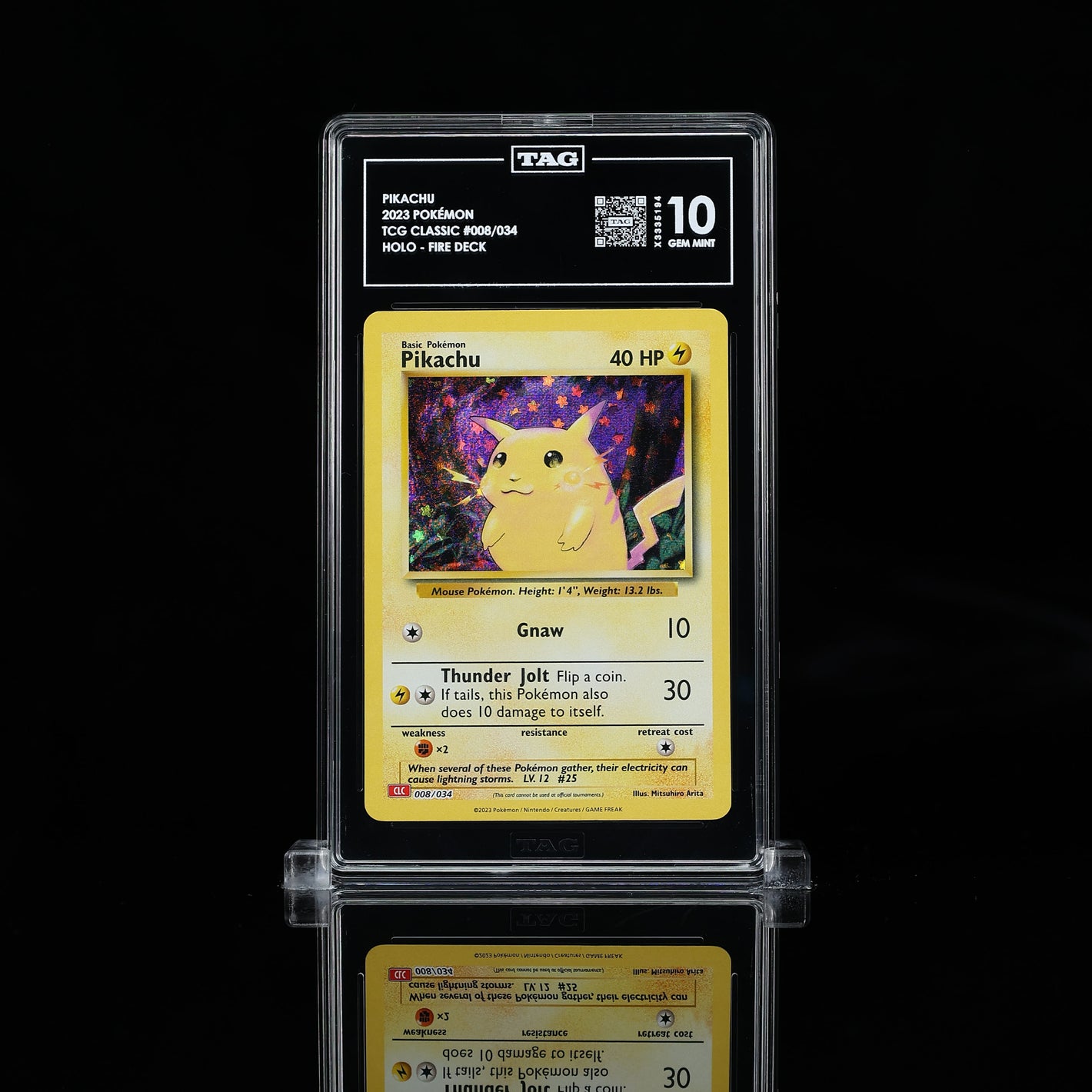 PIKACHU 2023 POKÉMON TCG CLASSIC #008/034 FIRE DECK HOLO TAG Gem Mint 10 - Poke-Collect
