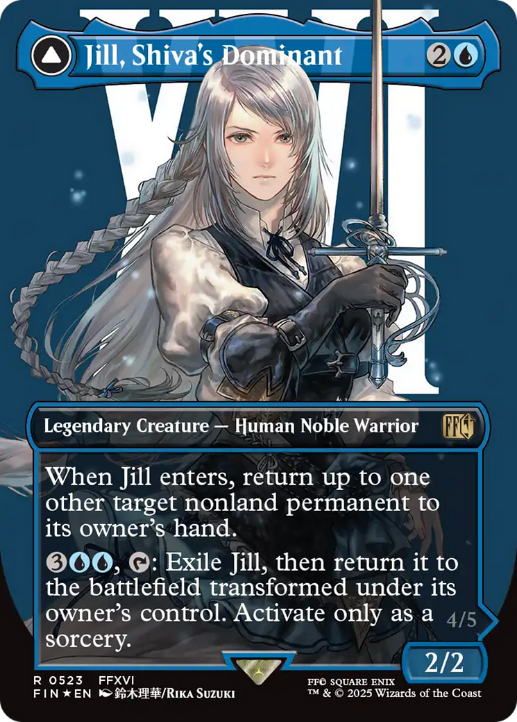 Jill, Shiva's Dominant // Shiva, Warden of Ice (FIN-523) - FINAL FANTASY: (enchantment) (Borderless) Foil - Poke-Collect