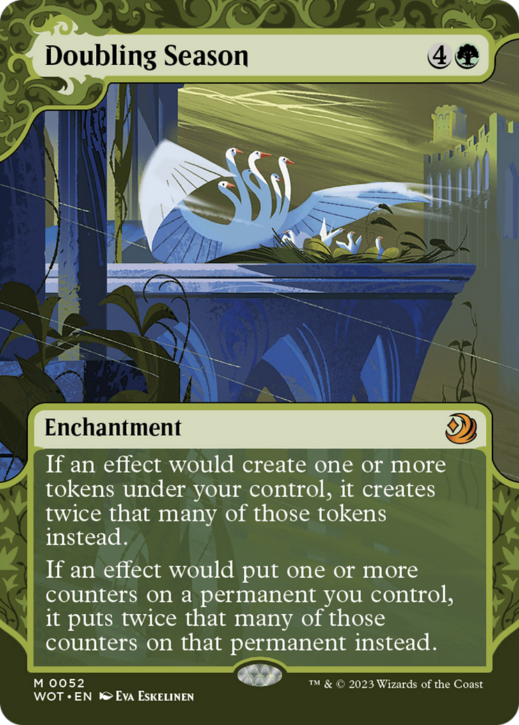 Doubling Season (WOT-052) - Wilds of Eldraine: Enchanting Tales: (Showcase) (Borderless) Foil - Poke-Collect