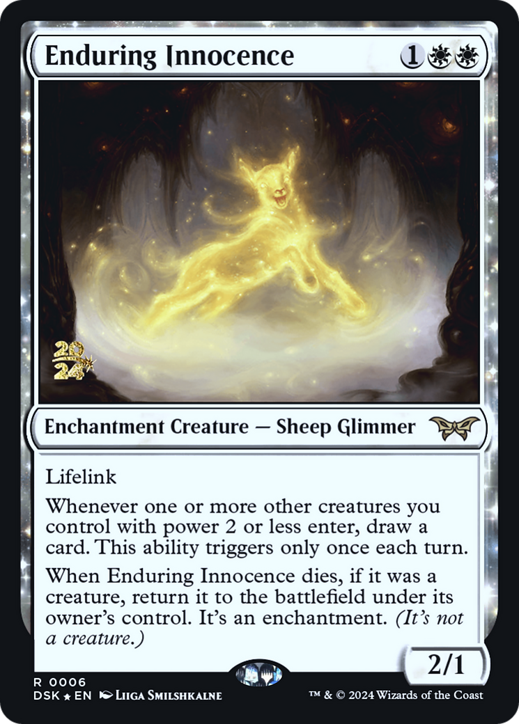 Enduring Innocence (PRE-006) - Duskmourn: House of Horror Promos: (enchantment) Foil - Poke-Collect
