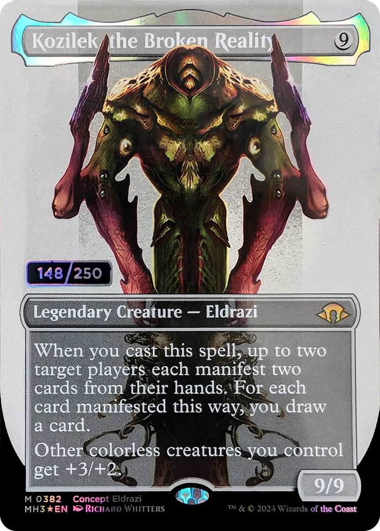Kozilek, the Broken Reality (Borderless) (Serial Numbered) (MH3-382) - Modern Horizons 3 (Borderless) Foil