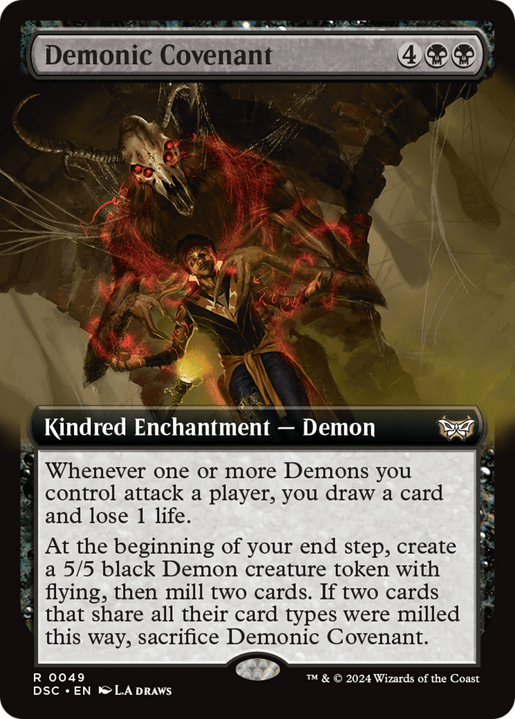 Demonic Covenant (DSC-049) - Duskmourn: House of Horror Commander: (Extended Art) - Poke-Collect