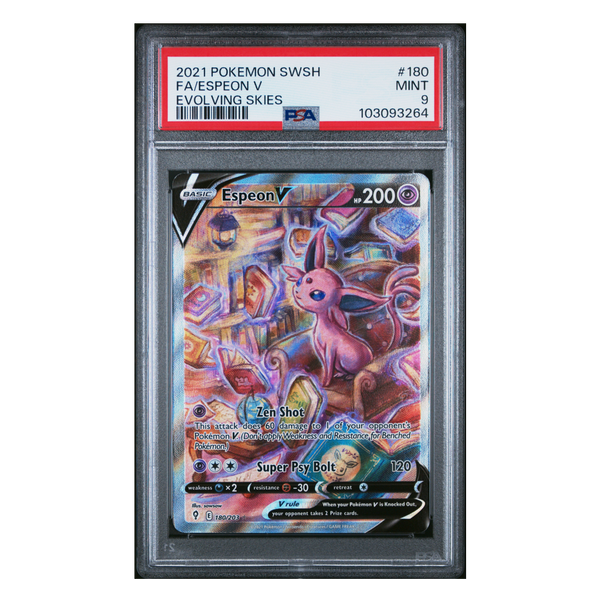 Espeon V Alternate Art Evolving Skies #180 PSA 9 Espeon V Alternate Art Evolving Skies #180 PSA 9