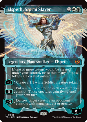 Elspeth, Storm Slayer (TDM-401) - Tarkir: Dragonstorm: (Showcase) (Borderless) Foil - Poke-Collect