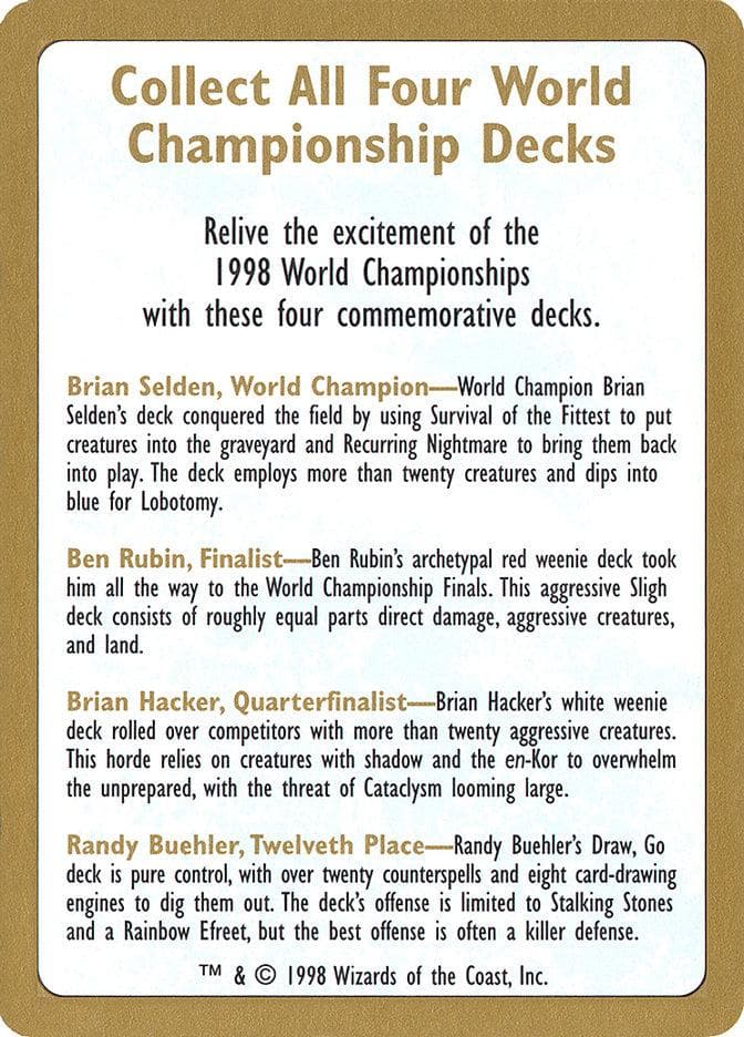 1998 World Championships Ad [World Championship Decks 1998] - Poke-Collect