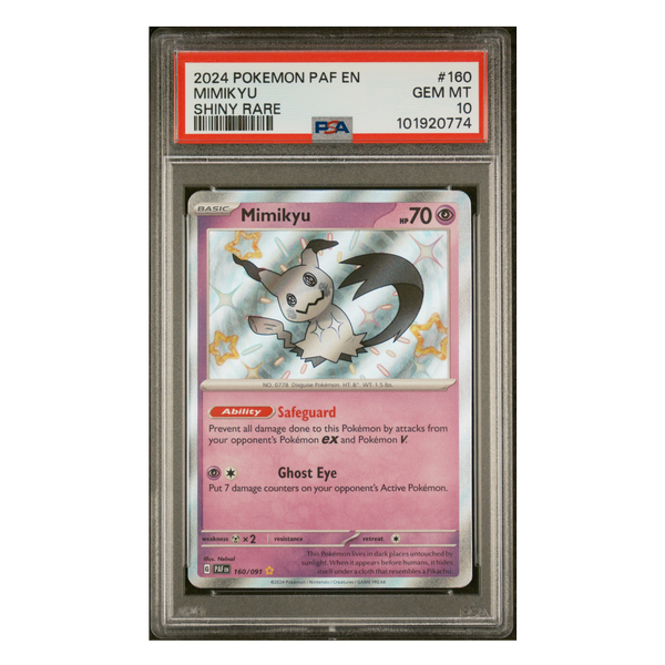 shiny mimikyu pokemon card Mimikyu Shiny Rare Paldean Fates #160 PSA 10